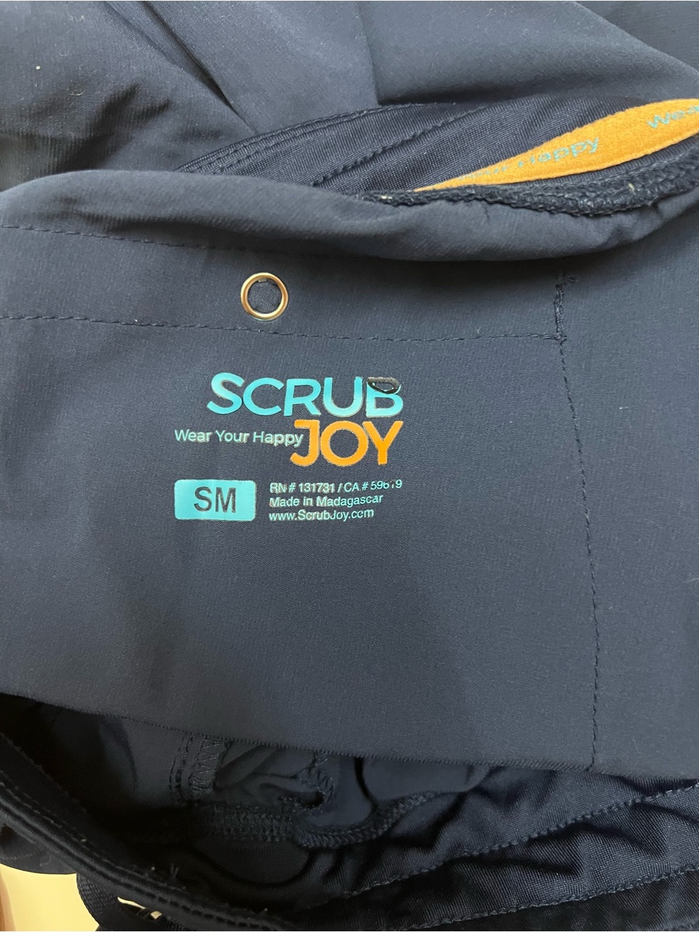 Navy Drawstring Scrub Pants - Picture 2 of 3